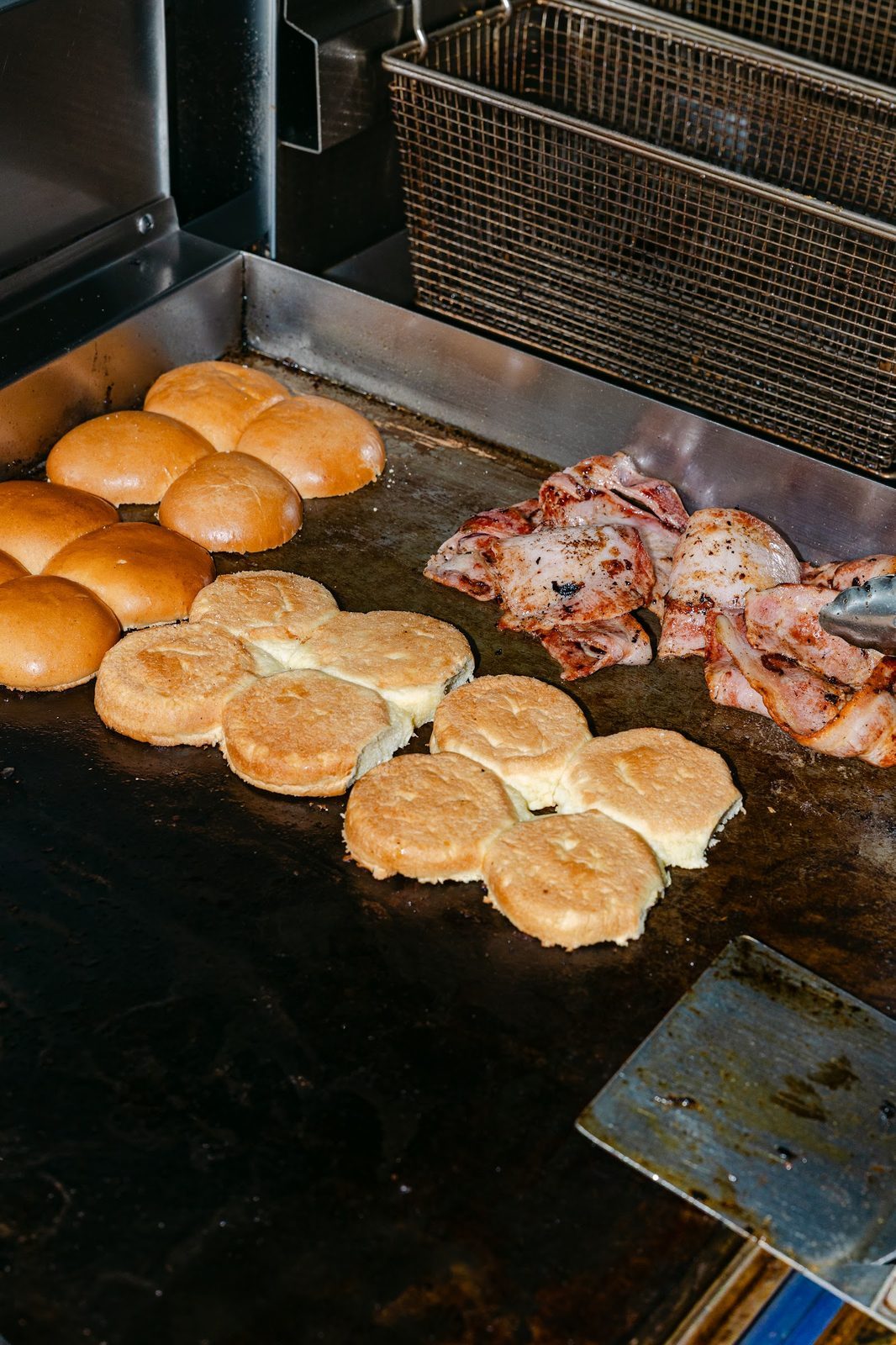 Bacon, buns and biscuits on the Nalou Kitchen flat-top